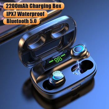 Bezdrôtové Slúchadlá Bluetooth V5.0 Slúchadlá, LED Displej 2200mAh Plnenie Box s Mikrofónom Vodotesné Slúchadlá Touch Ovládania