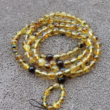 Yoowei 6 mm 19g Prírodný Žltý Náramok Skutočné 108 Rastlín Korálky Malá Budhistické Meditácie Náhrdelník 94 cm Nové Scenérie Amber Šperky