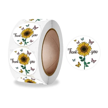 1 Palcový 500 Ks/Roll Slnečnice Kvety Ďakujem Label Nálepka pre Darčekové Karty Balík, Strán, Svadby Balenie Small Business