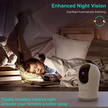 Netvue 2K 3MP Indoor Kamera 360° 8X PTZ WiFi 2-Way Audio AI Vylepšené Nočné Videnie v Neviditeľné Infračervené Kompatibilný so Alexa