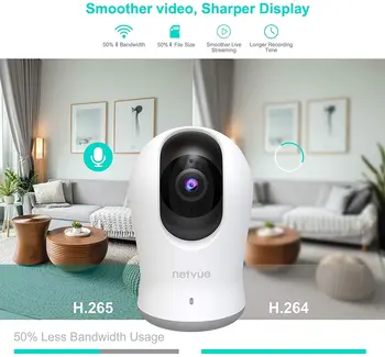 Netvue 2K 3MP Indoor Kamera 360° 8X PTZ WiFi 2-Way Audio AI Vylepšené Nočné Videnie v Neviditeľné Infračervené Kompatibilný so Alexa