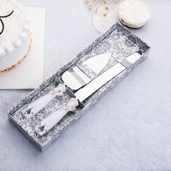 Láska živice tortu nôž lopatu Valentína darček svadobné dekorácie, riad zlata, lyžica a vidlička nastaviť