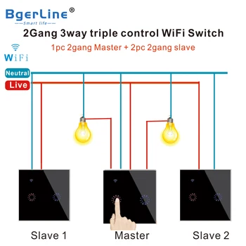 3ks prepínače 3 cesta 1 2 3 gang smart wifi, dotykový spínač podpora Apple siri Kompatibilné domovská stránka Google Ewelink Inteligentný Život APP control