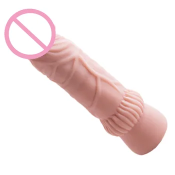 Opakovane Penis Rukáv Extender Realistický Penis Kondóm Silikónové Predĺženie sexuálnu Hračku pre Mužov Penis zväčšovacieho prístroja Kondómy, Prezervatívy Odkladu