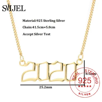 SMJEL Prispôsobiť Rok Počet Náhrdelníky pre Ženy 925 Sterling Silver Rok Náhrdelník 1990 až 2000 Darček k Narodeninám, Svadobné