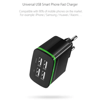 4 Porty USB Mobilný Telefón Stenu Adaptérom pre Rýchle Nabíjanie EÚ Konektor pre iPhone Samsung Huawei Xiao Cestovné Inteligentné Nabíjačky