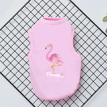 Flamingo Vytlačené Mačka, Pes Lete Vesta Pre Buldog Teddy Priedušná Pet Bez Rukávov Šaty Šteňa T-Shirt Pre Malé Domáce Zvieratá