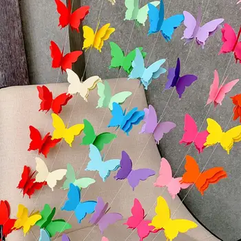 3D Papier Motýľ Garland Buntings Svadobné Party Narodeniny Festival Diy Banner Visí Decoration1 string 3D Papier Zadok