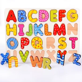 Mupin drevenej rukoväti puzzle 1-3 rokov, 2 deti 4 čísla 6 chlapci dievčatá vzdelávania v ranom veku detí inteligencie hračky