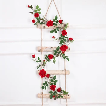 177cm Hodváb Rose Ivy Viniča Svadobné Dekorácie Umelé Kvety So Zelenými Listami Ratanové Závesné Garland Strany Domácej Záhrade Dekor