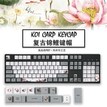 104-key Retro Koi Keycap Atrament Lotus PBT Sublimačná Cherry Profil Vysoko Personalizované Cherry MX8.0 Mechanické Klávesnice Keycap