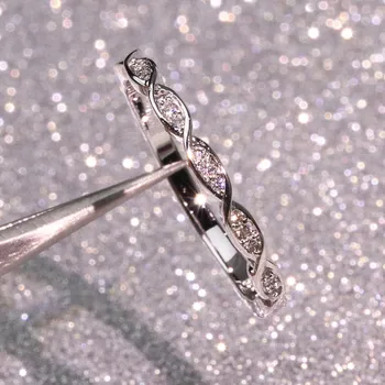CC Módne Šperky Prstene Pre Ženy S925 Strieborné Pozlátené jednoradové Jemný Spoločné Chvost Krúžok Svadobné Svadobné Doplnky CC1581