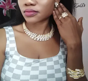 2021 Milosť Vyhlásenie Návrhár Šperkov Nastaviť Veľkoobchod Nigérijský Svadobné Žena Príslušenstvo Šperky Set Ušľachtilý Zlatá Farba Šperky Set