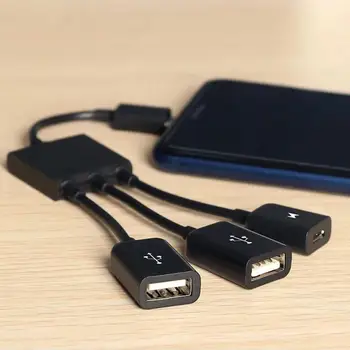 Micro USB / Typ C Do 2 OTG Dual Port HUB Kábel Y Splitter Pre Tablet Android Myši, Klávesnice, Micro-USB Typ-C Adaptér Konvertor