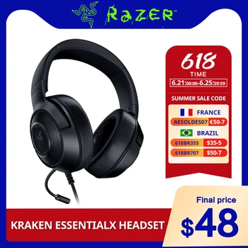 Razer Kraken Základné X Gaming Headset 7.1 Priestorový Zvuk, Ultra-Ľahké Ohybný Cardioid Mikrofón Pre Fanúšikov Herné Slúchadlá