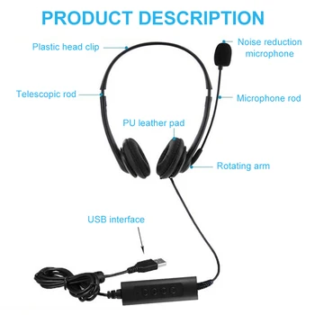 3,5 mm Počítača PC Headset Mikrofón s Potlačením Hluku Audio Controls Multi-Pomocou USB, Skype, Chat Office Headset pre Mac PC