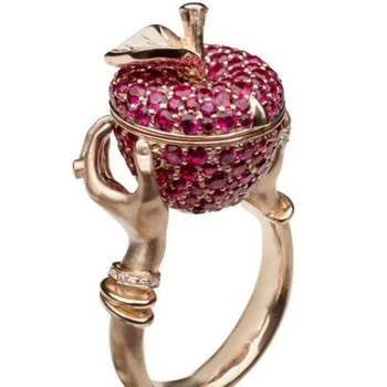 Krúžok Žien Jednoduché Kreatívne Ruke Drží Apple Ametyst Plný Diamantový Prsteň Módne Temperament Lady Šperky Factory Priamej Dodávky