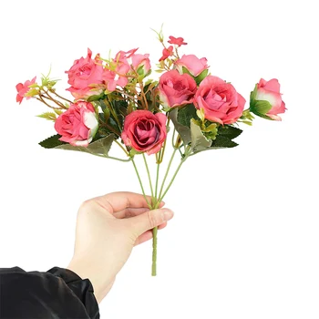 1 Kyticu Umelých Kvetov Ruže Čaj Bud Kvet Hodvábnej Falošné Kvet flores pre DIY Domáce Záhrady, Svadobné Party Dekorácie