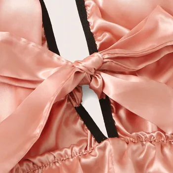 Sexy spodnú bielizeň 2021top pre Ženy tvaru Čipky Škvrna Luk Bielizeň Kombinézu Sleepwear Pyžamo Hodváb Jumpsuitlingerie nastaviť kombinézu