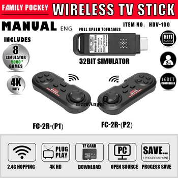 4K HD Výstup USB Wireless Gamepad Mini Vreckový TV, Video, Herné Konzoly Postavený v 5000+Klasické Hry Prenosné Retro Hra Controller