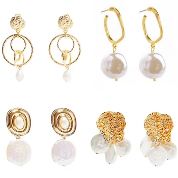 2020 Trend Nezvyčajné Šperky Pre Ženy Hoop Piercing Goth Visí Vintage Stud Retro Populárne Prírodné Nepravidelný Pearl Náušnice