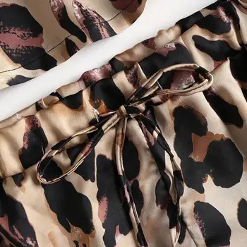 Ženy, Porno, spodná Bielizeň Nový Horúci Sexy Leopard Pretrvávajú Hodváb Pyžamo Saténová Bielizeň Čipky Šortky Nastaviť Ženy Bielizeň Sleepwear S-XXL