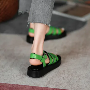 FEDONAS Pracky Ženy Sandále 2021 Letné Nový Príchod Ženy Ploché Topánky Originálne Kožené Módne Kvality Základné Prom Topánky Žena