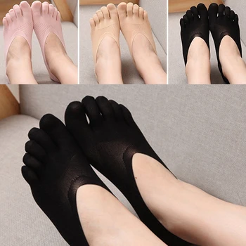 Móda Ženy Bavlnená Zmes Čipky Protišmykové Neviditeľné Nízky Rez Ponožky Prst Členok Ponožka