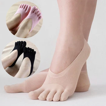 Móda Ženy Bavlnená Zmes Čipky Protišmykové Neviditeľné Nízky Rez Ponožky Prst Členok Ponožka