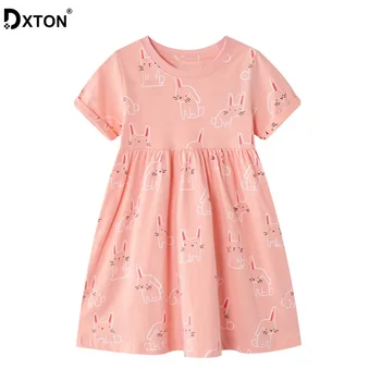 DXTON 2020 Bavlna, Baby, Dievčatá Šaty Nové Letné Deti Šaty Pre Dievča Zvierat Vzor Deti Vestidos Školy Príčinné Dievčatá Oblečenie