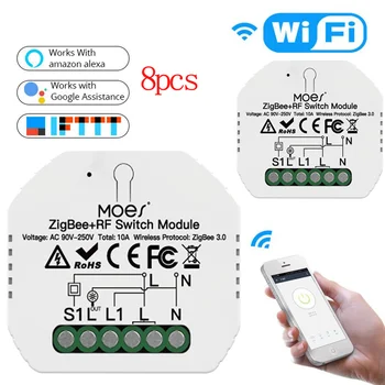 8pcs Wifi Stenu Dotykový Spínač Pre Xiao Č Neutrálny Vodič Vyžaduje Smart Light Switch Tuya Smart Home Podporu Alexa Domovská stránka Google