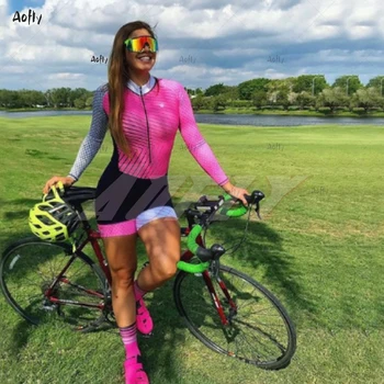 Ženské Cyklistické Oblečenie Sady Jumpsuit Letné dámske Šaty Triatlon Dres, Dlhý Rukáv, Nohavice Skinsuit Požičovňa Bicyklov Oblečenie