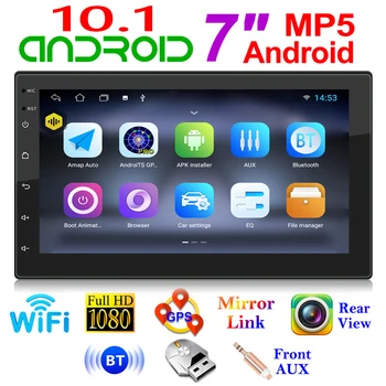 Android 10.1 2DIN autorádia Quad Core 1GB+16GB Multimediálne Video Prehrávač, GPS, WiFi Auto Stereo AUX Zadný Fotoaparát 7784AD
