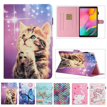 Puzdro pre Samsung Galaxy Tab 10.1 SM-T510 SM-T515 Cute Cat Jednorožec Jeleň Tablet Kryt Funda pre Samsung Galaxy Tab 10 1 2019