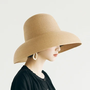 Slamený klobúk žena lete veľké odkvapov cestovné opaľovací krém Hepburn vietor, slnko klobúk holiday beach klobúk skladací klobúk žena