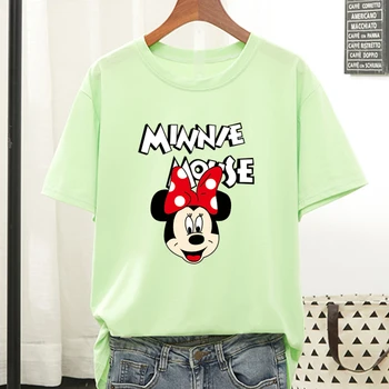 Disney Ženy Minnie Mouse T-Shirt Nadrozmerné Unisex Harajuku Lete 2021 Nové Ženské tričká Bežné Krátky Rukáv Streetwear Topy