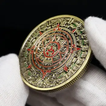 Non currency Mexiko Pyramídy Zberateľské predmety Umelecké Mayský Kalendár Americký Aztec Cudzie Kultúry Strieborné Pamätné Mince Proroctvo Zlato