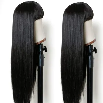Dlhé Rovné Syntetické Čierne Vlasy Parochňa Pre Ženy African American Lolita Cosplay Tepelne-Odolné Vlákno Vlasy Denne Strany Coser
