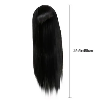 Dlhé Rovné Syntetické Čierne Vlasy Parochňa Pre Ženy African American Lolita Cosplay Tepelne-Odolné Vlákno Vlasy Denne Strany Coser