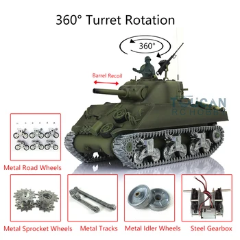 Heng Dlho 1/16 Prispôsobené 6.0 M4A3 Sherman RC Tank 3898 Barel Recoil 360° Kovové TH16639