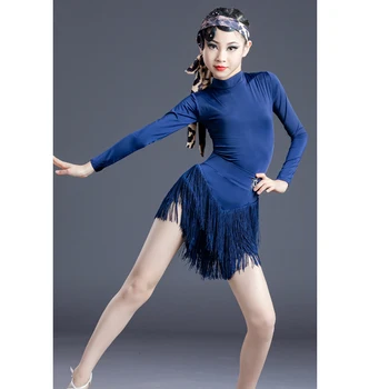 2021 latinské Tanečné Kostýmy Pre Dievčatá Dlhý Rukáv Kombinézu Strapec Sukne Salsa/Sála/Tango/Chacha latinskej Výkon Nosenie SL4688