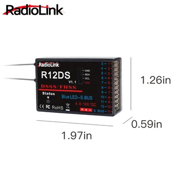 Radiolink R12DSM R12DS R9DS R8FM R8EF R8FM R6DSM R6DS R6FG R6F Rc Prijímač 2.4 G Signál pre RC Vysielač