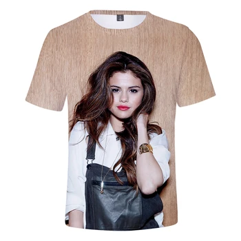 Speváčka Selena Gomez 3D T-shirt Muži Ženy Letné Módy Harajuku Krátky Rukáv Ronud Krku T-shirt 3D Tlač Hip Hop Topy