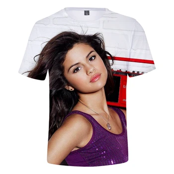 Speváčka Selena Gomez 3D T-shirt Muži Ženy Letné Módy Harajuku Krátky Rukáv Ronud Krku T-shirt 3D Tlač Hip Hop Topy
