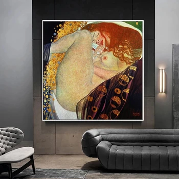 Slávny Gustav Klimt Danae Plátno Maľovaní Plagátov a Vytlačí Quadros obrazov na Stenu pre Obývacia Izba Domáce Dekorácie Cuadros