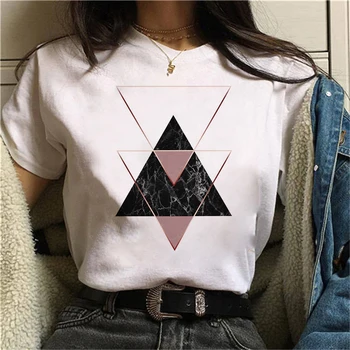 ženy 90. rokov Grafické T-shirt Krásne geometrie vytlačené t shirt Harajuku Topy Tee Roztomilý Krátky Rukáv zvierat tričko Ženské Tričká
