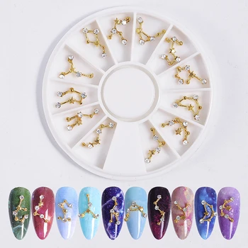 12 Súhvezdí Crystal Nail Art Shine Star Zirkón Zliatiny Dekorácie Pre Ženy Móda Manikúra Kórejský Šperky Set