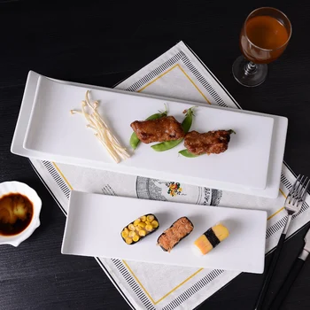 Kreatívne Japonské Sushi Keramické Dosky Jednoduchý Čisto Biele Obdĺžnikové Plochý Tanier Dezertný Kuracie Krídla Tortu Pan Západnej Doska