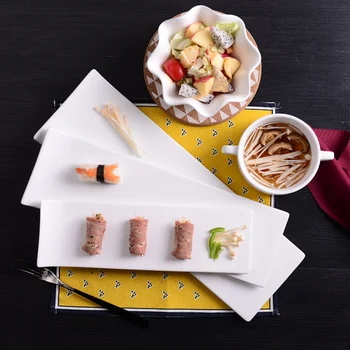 Kreatívne Japonské Sushi Keramické Dosky Jednoduchý Čisto Biele Obdĺžnikové Plochý Tanier Dezertný Kuracie Krídla Tortu Pan Západnej Doska