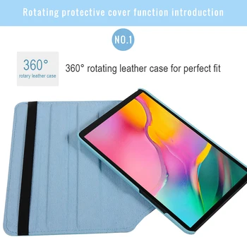 Puzdro Pre Samsung Galaxy Tab 10.1 2019 SM T510 T515 360 Stupeň Rotujúci Kryt Stojan PU Kožený Ochranný obal Na Kartu A T510